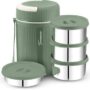 Trueware GRUB 4 Insulated Hot Lunch Box With 3 SS Container 300ML & 1 SS Container 200ML 4 Containers Lunch Box  (1100 ml, Thermoware)