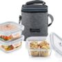 Classic Essentials BOSTON Borosilicate Glass Square Lunch box set (400 ml Each) Office Tiffin 3 Containers Lunch Box  (1200 ml)