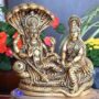 Shv laxmi vishnu idol, Lakshmi Vishnu Ji , Gold, Standard,Brass Lord Laxmi,Vishnu Decorative Showpiece  -  12 cm  (Metal, Yellow)