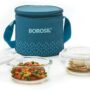 BOROSIL Teal Lunch Box with Bag, 2 Pc (400 ml x 2 Round),Vertical Office Tiifin 2 Containers Lunch Box  (800 ml)