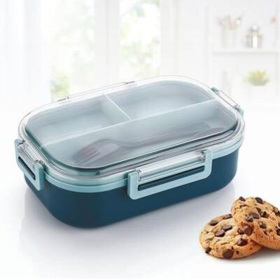 RANIC Carry Fresh Lunch Box Blue For School Office Collage 3 Containers Lunch Box  (900 ml)